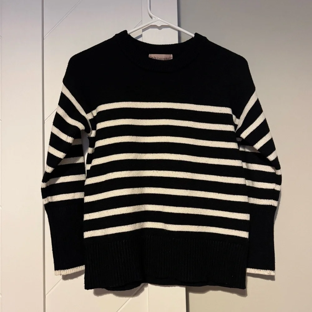 Philosophy Striped Crew Neck Sweater XS Black White Knit